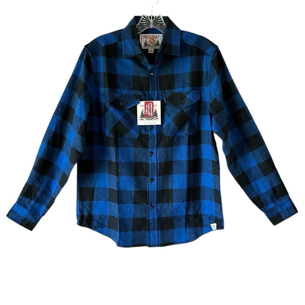 NEW Free Planet Mens Lightweight Flannel Shirt